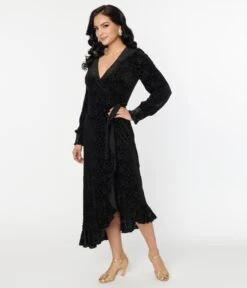Voodoo Vixen Black Devore Gayle Wrap Dress 9 Voodoo Vixen Black Devore Gayle Wrap Dress -Pleaser Clothing Store voodoo vixen black devore gayle wrap dress 339836