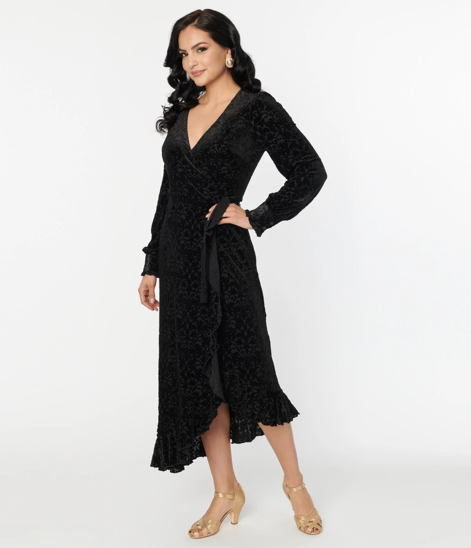 Voodoo Vixen Black Devore Gayle Wrap Dress 4 Voodoo Vixen Black Devore Gayle Wrap Dress - Image 4