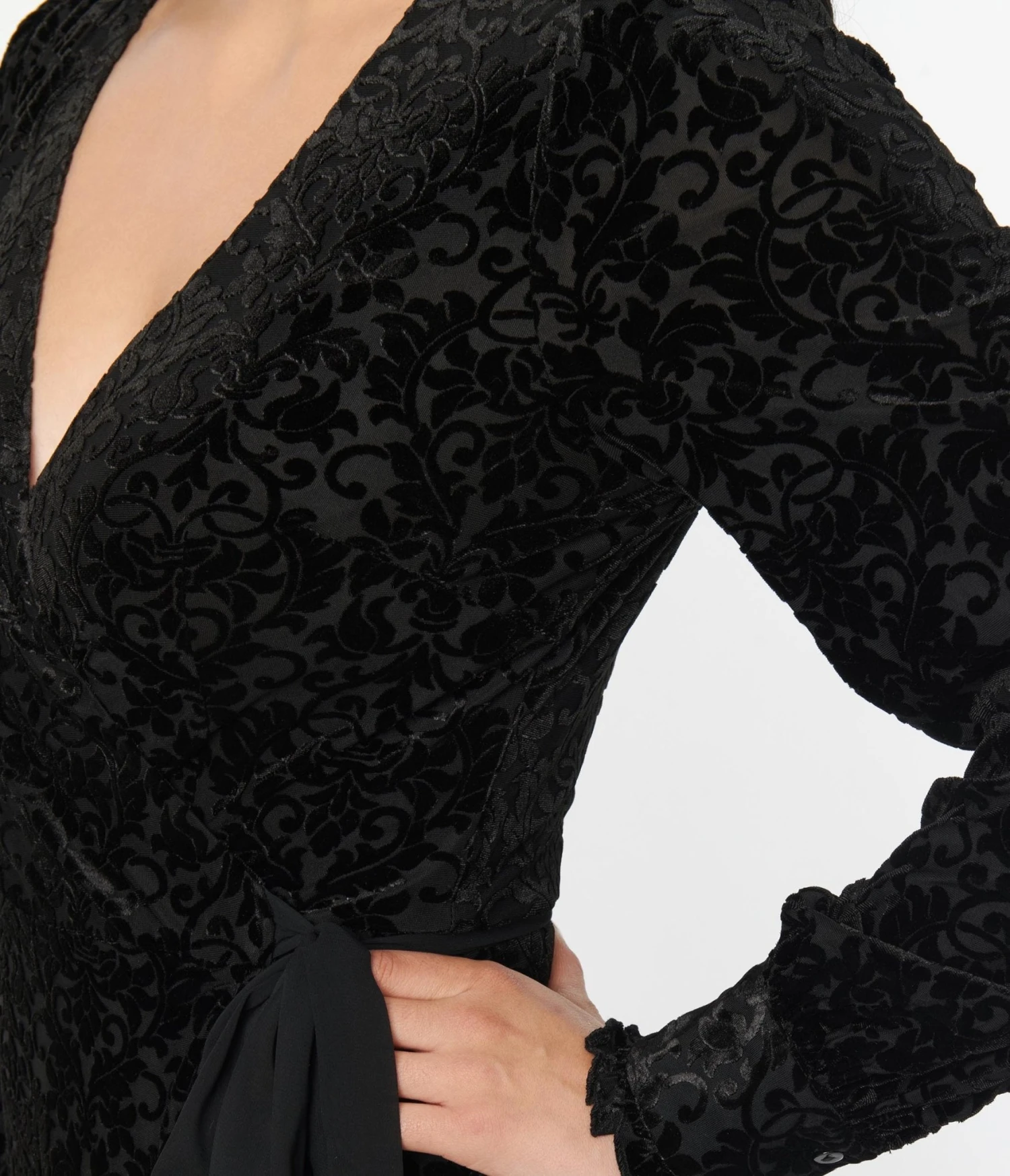 Voodoo Vixen Black Devore Gayle Wrap Dress 3 Voodoo Vixen Black Devore Gayle Wrap Dress - Image 3
