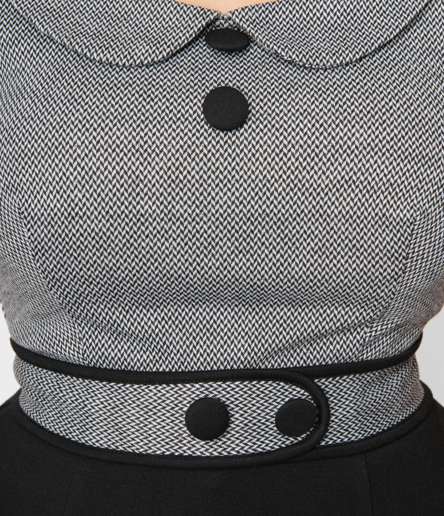Voodoo Vixen Grey & Black Collared Mod Shift Dress 3 Voodoo Vixen Grey & Black Collared Mod Shift Dress - Image 3