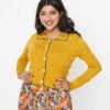 Voodoo Vixen Mustard Yellow Leaf Embroidered Cardigan
