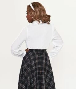 White Bow Bateman Blouse -Pleaser Clothing Store white bow bateman blouse 690065