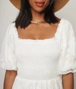 White Burnout Floral Smocked Midi Dress 6 White Burnout Floral Smocked Midi Dress -Pleaser Clothing Store white burnout floral smocked midi dress 264495