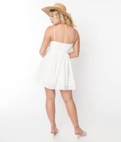 White Eyelet Fit & Flare Summer Dress -Pleaser Clothing Store white eyelet fit flare summer dress 873735