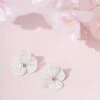 White Floral Light Stud Earrings