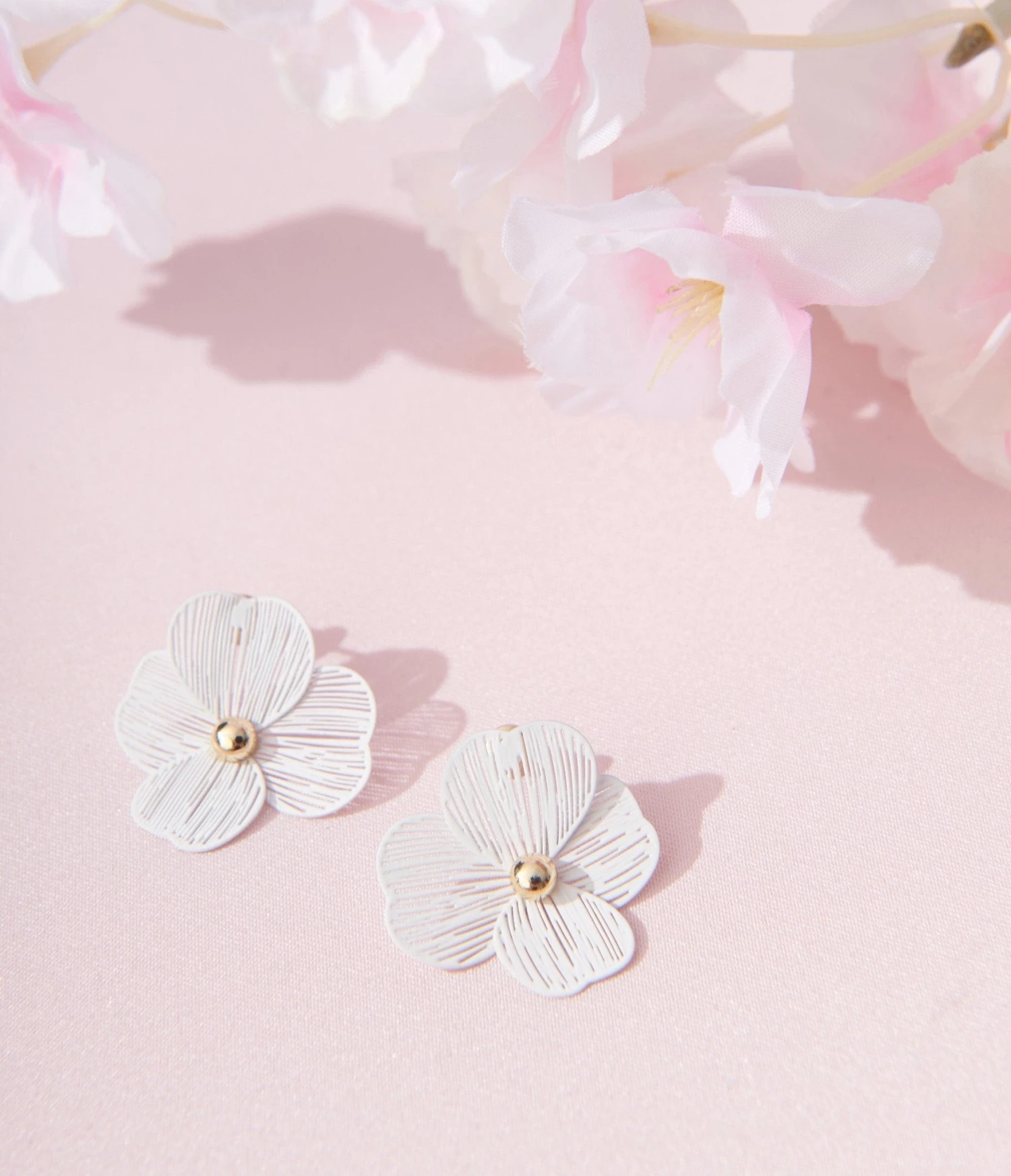 White Floral Light Stud Earrings 1 White Floral Light Stud Earrings