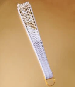 White & Gold Floral Glitter Hand Fan -Pleaser Clothing Store white gold floral glitter hand fan 165489