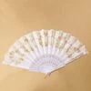 White & Gold Floral Glitter Hand Fan