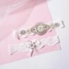 White Lace & Rhinestone Bridal Garter Set