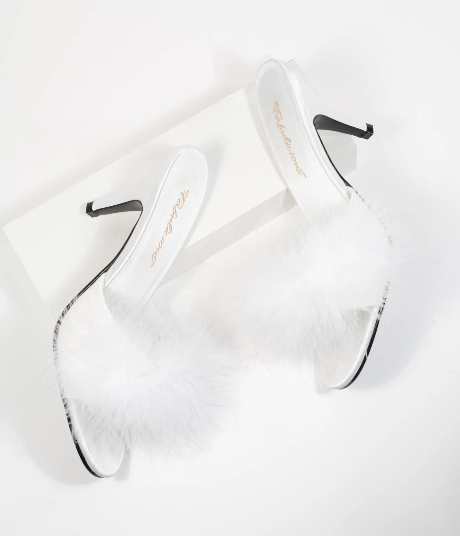 PLEASER White Marabou Feather Peep Toe Slipper Heel 1 PLEASER White Marabou Feather Peep Toe Slipper Heel