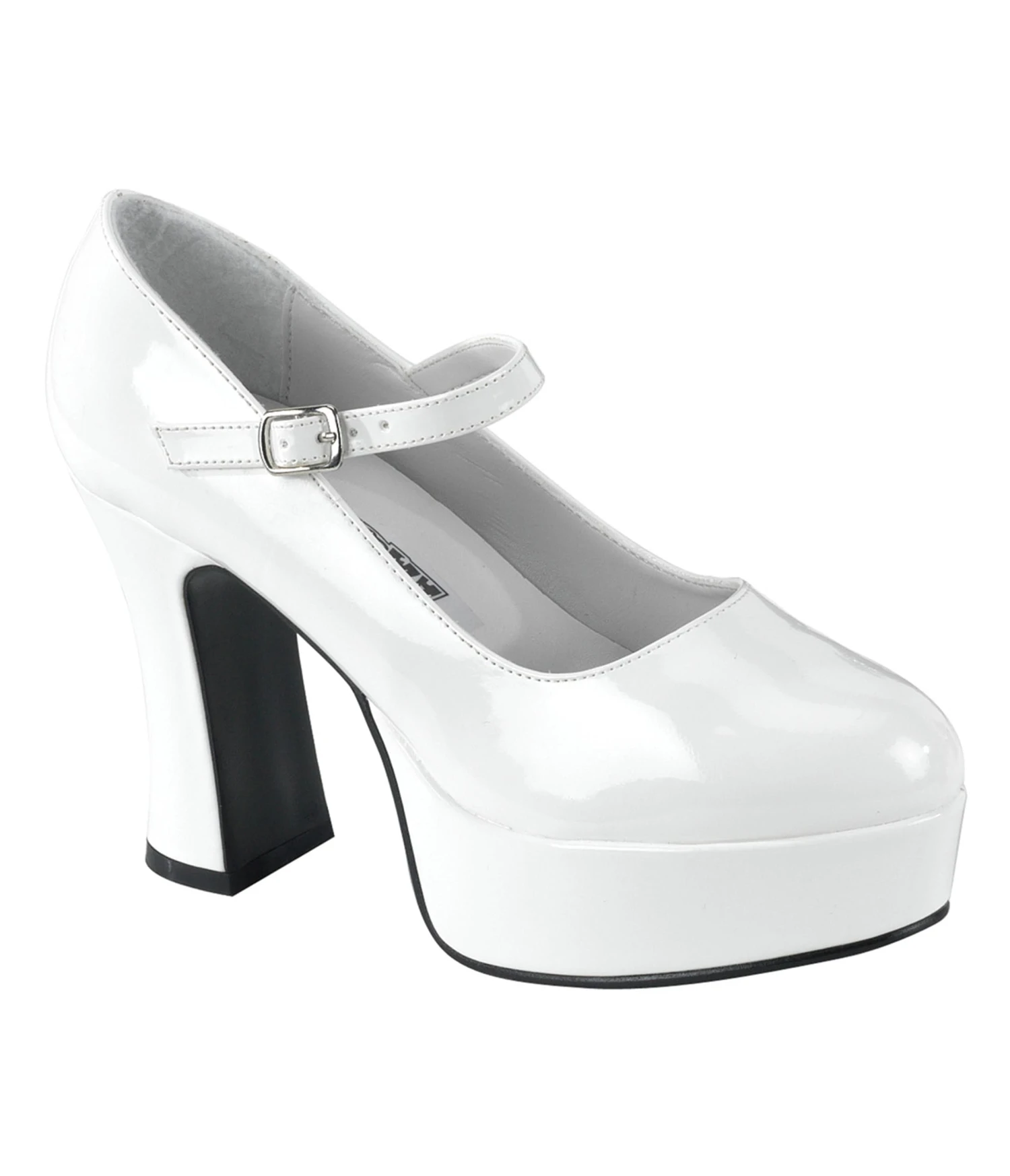 PLEASER White Patent Heel Mary Jane Pumps 1 PLEASER White Patent Heel Mary Jane Pumps