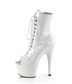 PLEASER White Patent Platform Peep Toe Ankle Boot