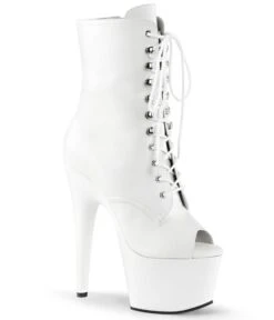 PLEASER White Platform Peep Toe Ankle Boot