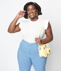 White Ruffle Shoulder Bodysuit -Pleaser Clothing Store white ruffle shoulder bodysuit 732361