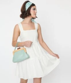 White Ruffle Trim Tiered Mini Dress -Pleaser Clothing Store white ruffle trim tiered mini dress 121737