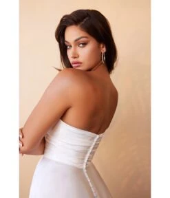 Cinderella Divine White Strapless Sweetheart Satin Bridal Gown -Pleaser Clothing Store white strapless sweetheart satin bridal gown 231745
