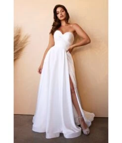 Cinderella Divine White Strapless Sweetheart Satin Bridal Gown -Pleaser Clothing Store white strapless sweetheart satin bridal gown 547193