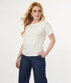 White Textured Polka Dot Top -Pleaser Clothing Store white textured polka dot top 641869