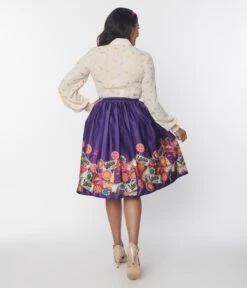 Willy Wonka X Unique Vintage Wonka Chocolate Border Gellar Swing Skirt -Pleaser Clothing Store willy wonka x unique vintage wonka chocolate border gellar swing skirt 997197