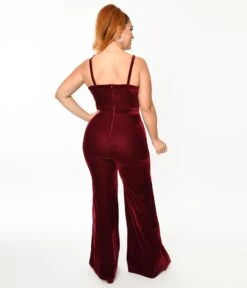 Wine Red Velvet Jumpsuit -Pleaser Clothing Store wine red velvet jumpsuit 813547